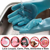 Luvas De Silicone Lavar Louça Carros Pets Alimentos