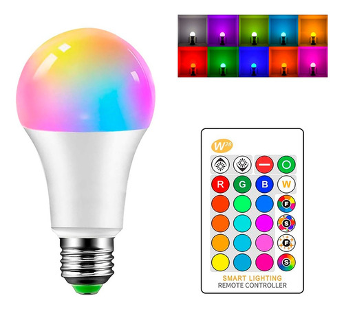 Lampara Led A Control Remoto E27 16 Colores Luz Rgb 3w