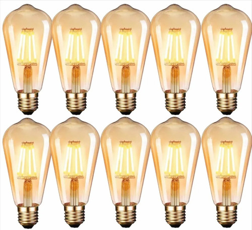 Pack X10 Ampolletas Filamento Led Edison 4w Retro Vintage