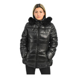 Campera Inflable Mujer Negra Impermeable Importada Tmil 3935
