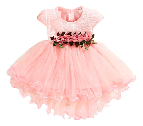 Vestido Elegante Para Fiesta O Bautizo Niña Bebé Tutú Flores