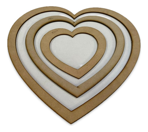 Corazón Calado Aro Arandela Kit X 10u 30cm Mdf/fibrofacil