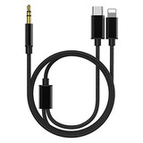 Esbeecables Cable Auxiliar Para iPhone, 2 En 1 Usb C Y Light