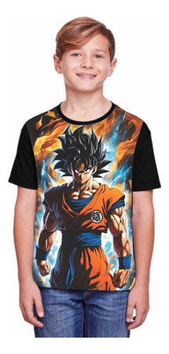 Camiseta Goku Anime Infantil Adulto E Infantil Sublimada 