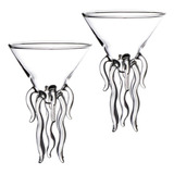 2x Pulpo Transparente Martini Vaso De Vidrio Regalo Medusas