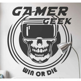 Vinil Decorativo Gamer Geek Craneo Juega Lentes Realidad Vir