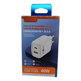 Fonte De Carregador Pd+qc 40w Com Entrada Usb/usb-c-20w/20w