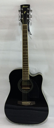 Guitarra Acústica Ibanez Pf15ece Para Diestros Black High Gloss Brillante