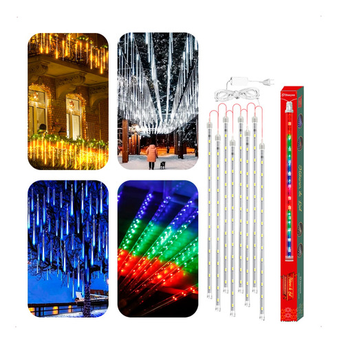 Kit 2 Cascata Bastão Led Chuva Meteoro Natal 8 Tubo 50cm