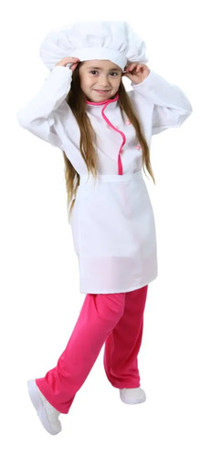 Disfraz De Chef Filipina Blanco Con Rosa Para Niña
