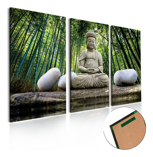 Quadros Decorativos 3 Peças Buda Floresta Yoga