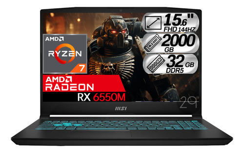 Portatil Msi Gamer Amd Ryzen 7 Rx 6550m Ram 32gb Ssd 2000gb