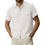 Camisa De Manga Corta Cuban Camp Guayabera Para Hombre, De L