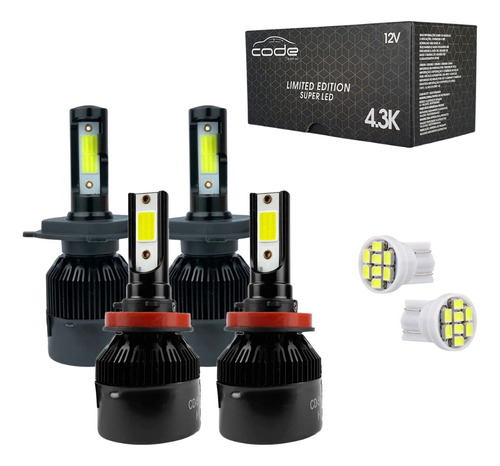 Kit 4 Lâmpadas Farol Super Led Code 4300k 12v Conectores