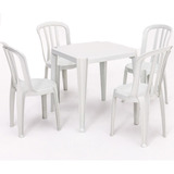 Conjunto De Mesa Quadrada C/ 4 Cadeiras Bistro Branca