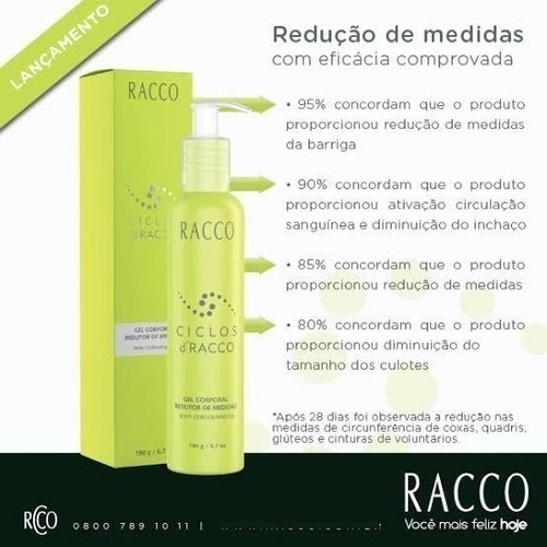 Gel Corporal Redutor De Medidas E Gorduras Ciclos Racco