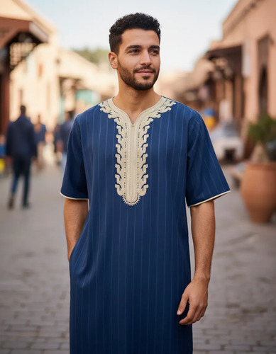 Tunica Musulmanas Ropa Árabe Manga Corta For Hombre .