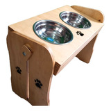  Comedor/comedero En Madera Graduable Para Perro Mediano