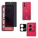 Kit P/ Moto G84 Película De Privacidade 3d + Capa + Câmera