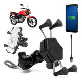 Suporte Garra Para Celular Moto Universal Com Carregador Usb