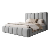 Base Box Cama + Respaldo Vainilla Para Sommier King Chenille