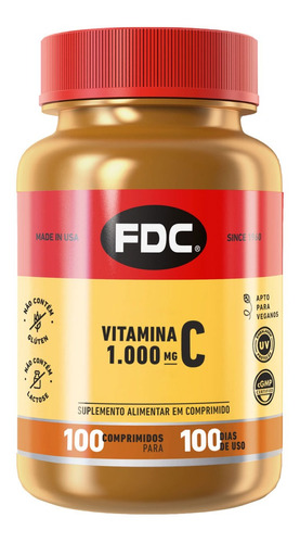 Vitamina C 1000mg Fdc 100 Comprimidos - Importada