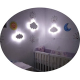 Kit Com 3 Nuvem Mdf Com Luz De Led Decoração Quarto Bebe 3p