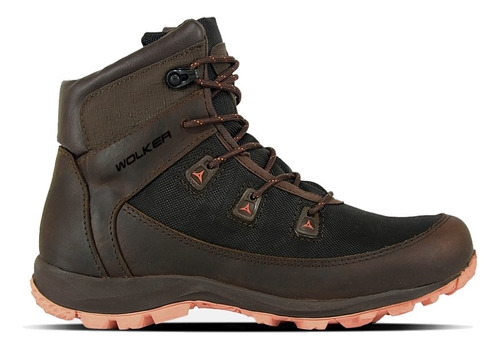 Botas Outdoor Para Mujer, Wolker Jumper Cafe / Rosa, Cuero.