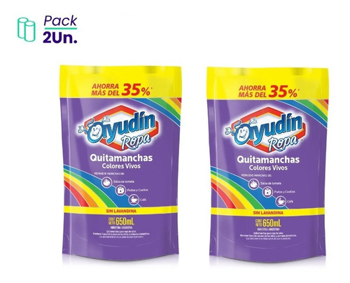 Pack X2u Quitamanchas Colores Vivos Ayudin Ropa 650ml