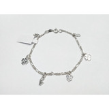 Pulsera De Plata Cadena Con Dijes 18cm P773