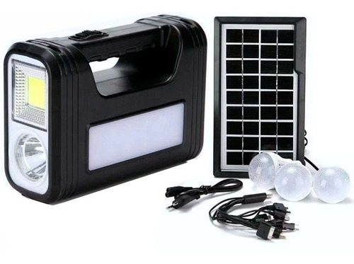 Kit Painel Placa Solar Portátil Lâmpada Led Emergência Luate