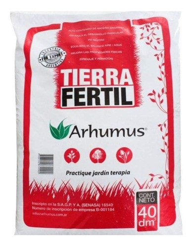 Tierra Fértil Abonada 40 Litros Arhumus Plantas  Promo!