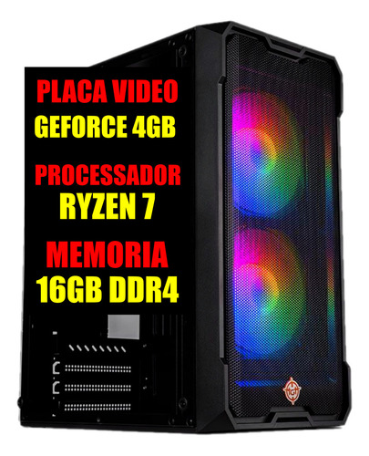 Pc Gamer Ryzen 7 / 16gb Ddr4 / Placa Video 4gb / Ssd 480gb