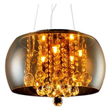 Lustre Pendente Plafon Bacia Cristal K9 Âmbar 28 Cm