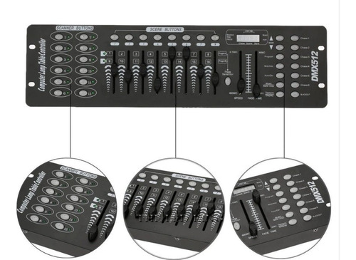 Mesa Controladora Dmx 512 Iluminação E Efeitos 192 Canais Cor Preto