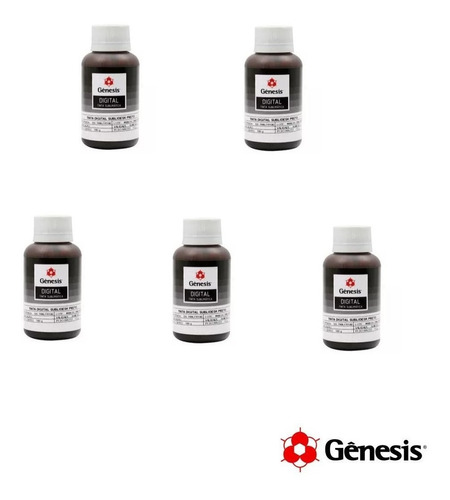 5x Tinta Sublimática Preta Genesis Original Para Uso Epson 