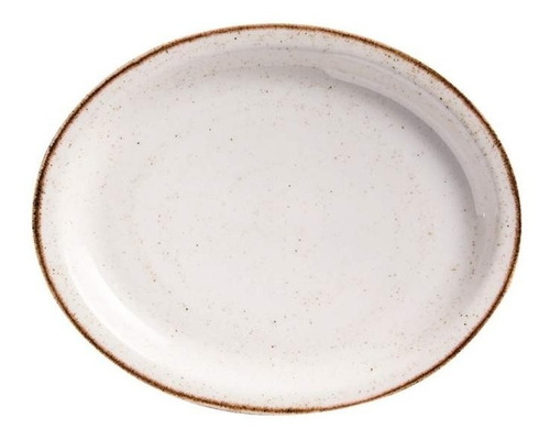 Bandeja Ovalada De Porcelana Blanco/beige Artisan