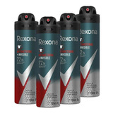 Kit 4 Desodorantes Rexona Men Antibacterial Invisible 150ml