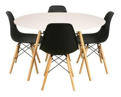 Combo Mesa Eames Redonda 1.20 M Blanca Más 4 Sillas Eames Color