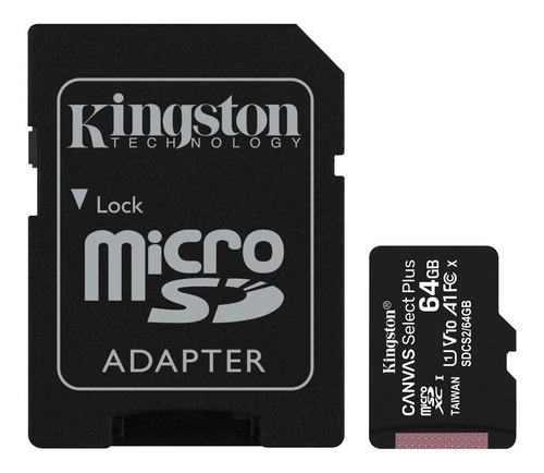 Tarjeta De Memoria Kingston Sdcs2/64gb  Canvas Select Plus Con Adaptador Sd 64gb