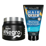Shampoo Escurecedor + Banho Negro Matizador 500g Troia Hair 