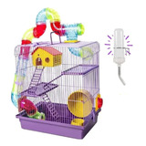 Gaiola Com Casinha E Tubo Para Hamster 3 Andares + Bebedouro