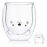 Taza Para Gatos Cute Mugs De Vidrio Aislante De Doble Pared