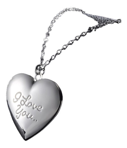 Collar Relicario Corazon I Love You Acero Quirúrgico Parejas