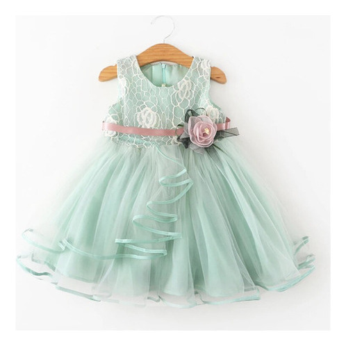 Vestido De Tirantes Plisado Con Diseño De Arcoíris Para Niña