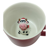 Taza Artesanal Cerámica Tarro Obsequio Regalo Roja Vaca Cow