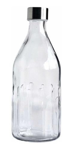 Botella De Vidrio Redonda Con Tapa Acero 1 Lt Trendy Corner