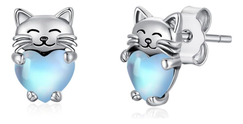 Pendientes De Gato Plata De Ley 925 Lindo Animal Gatito Stud