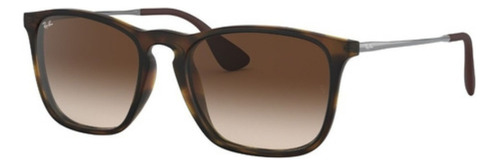 Eyewear Imports - Anteojos De Sol Ray-ban Highstreet Chris Standard Con Marco De Nailon Color Matte Tortoise, Lente Brown De Cristal Degradada, Varilla Tortoise/gunmetal De Acero/titanio - Rb4187