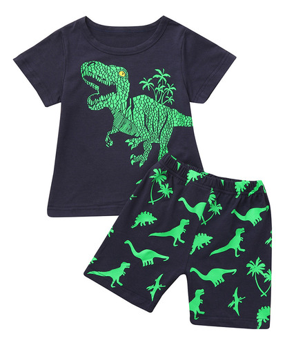 Pijama De Verano Con Diseño De Dinosaurio Para Niños, Ropa D